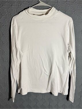 White Stag Shirt Womens XXL (20) Turtle Neck Solid White Long Sleeve 100% Cotton